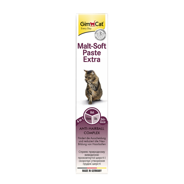 Паста GimCat Every Day Malt-Soft Paste Extra для кошек, выведение шерсти из желудка, 50 г - изображение 2
