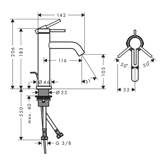 Hansgrohe Tecturis S Смеситель для раковины, белый мат (73310700) - Фото 3 Hansgrohe Tecturis S Смеситель для раковины, белый мат (73310700) - изображение 3