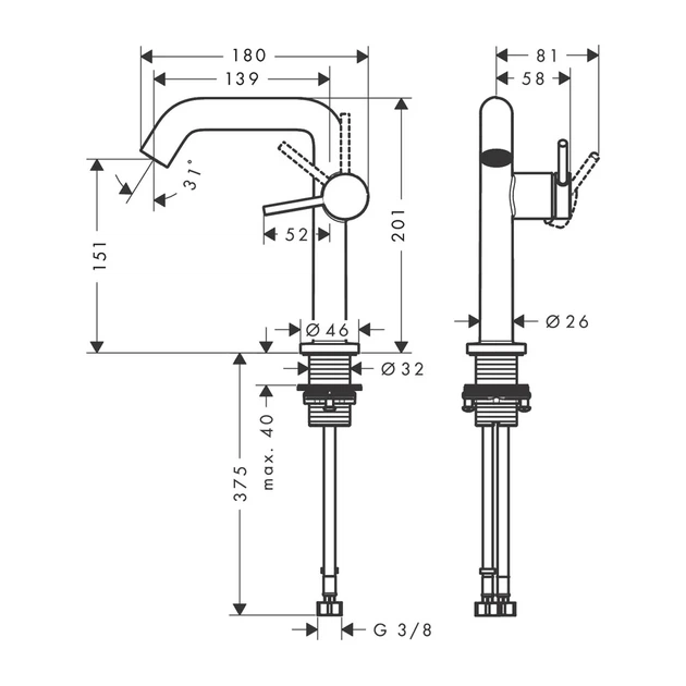Hansgrohe Tecturis S Змішувач для раковини, хром (73341000) - зображення 4