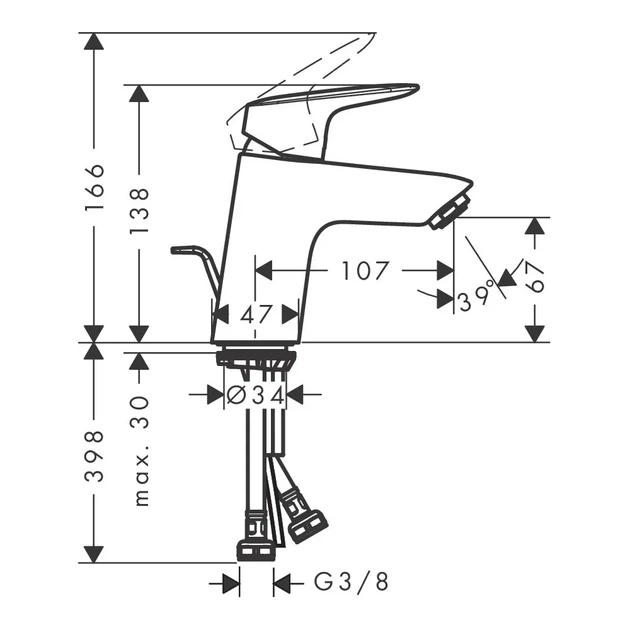 HANSGROHE Logis Смеситель для раковины, черный матовый (71070670) - изображение 3