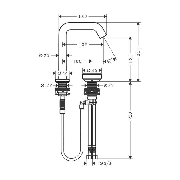 Hansgrohe Tecturis S Змішувач для раковини, чорний матовий (73353670) - Фото 3 Hansgrohe Tecturis S Змішувач для раковини, чорний матовий (73353670) - зображення 3