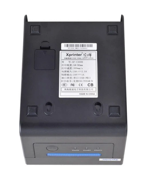 Кухонний принтер чеків Xprinter XP-C300H 80 мм USB+LAN+RS232 з автообрізкою, дзвінком і світлоіндикацією, термопринтер для кафе, ресторану та POS-систем, до 300 мм/с - зображення 8