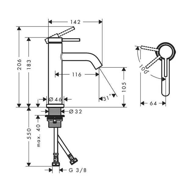 HANSGROHE Tecturis S Змішувач, білий матовий (73312700) - зображення 4