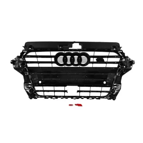 Решетка радиатора Audi A3 8V 2012-2016 под радар / дистроник стиль RS3 черный глянец - изображение 3