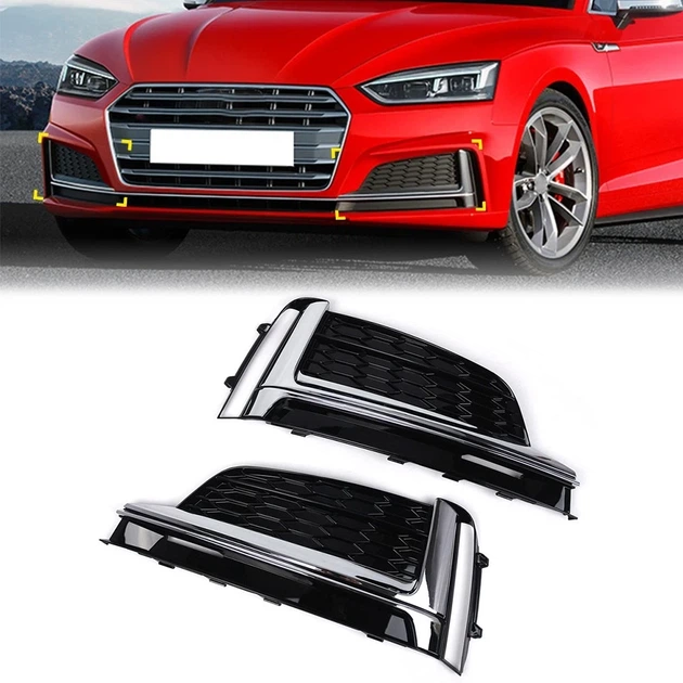 Решетка переднего бампера Audi A5 F5/B9 2016-2019 стиль RS5 черный матовый + хром - изображение 7