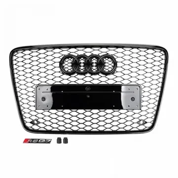 Решетка радиатора Audi Q7 SQ7 4L 2005-2015 стиль RS черный глянец - Фото 1 Решетка радиатора Audi Q7 SQ7 4L 2005-2015 стиль RS черный глянец - изображение 1
