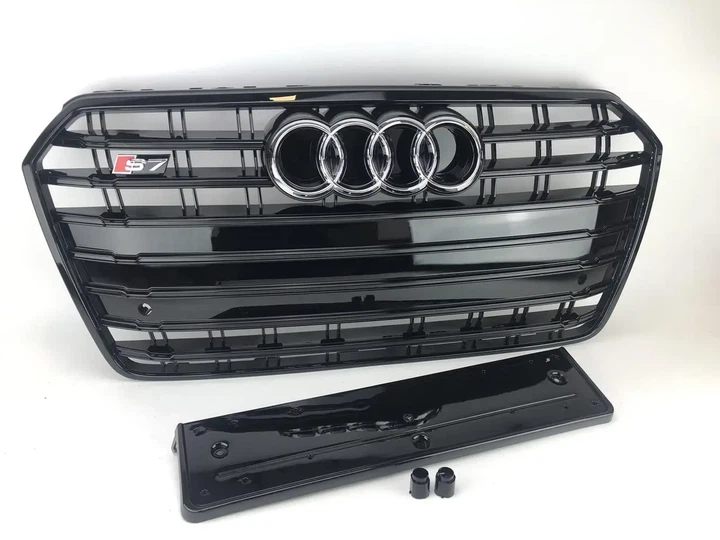 Решетка радиатора Audi A7 / S7 4G 2014-2018 стиль S7 черный глянец - изображение 3