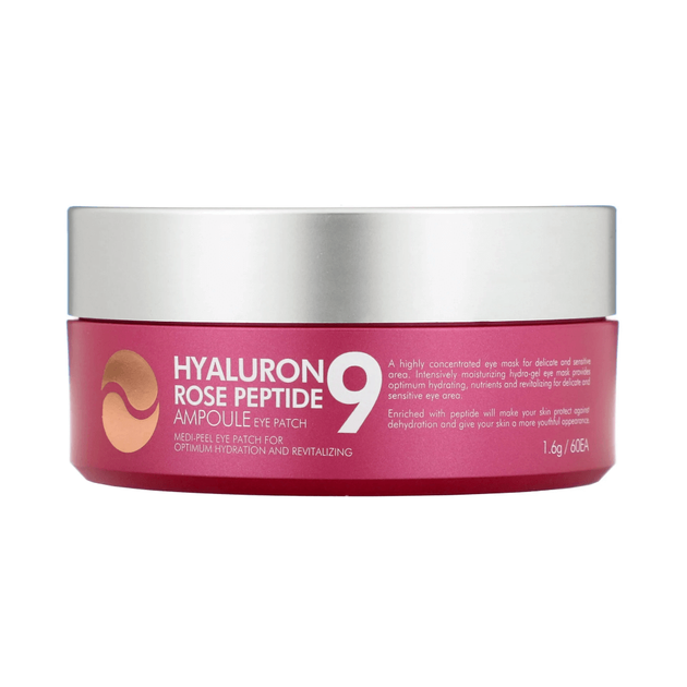 MEDI-PEEL Hyaluron Rose Peptide 9 Ampoule Eye Patch Гідрогелеві патчі на основі екстракту троянди 60 шт - изображение 3