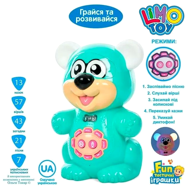 Интерактивная игрушка мишка сказочник с функциями для малышей 23 см Limo Toy MC-7939 - изображение 2