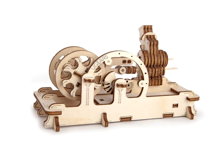 Механический 3D пазл Двигатель 81 деталь для развития мышления Дерево UGEARS MC-4742 - изображение 3