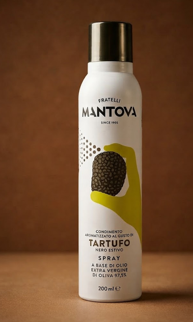 Оливкова олія Mantova Extra Virgin Spray 200 мл з натуральним екстрактом чорного трюфеля для пасти піци картоплі та готових страв - Фото 5 Оливкова олія Mantova Extra Virgin Spray 200 мл з натуральним екстрактом чорного трюфеля для пасти піци картоплі та готових страв - зображення 5