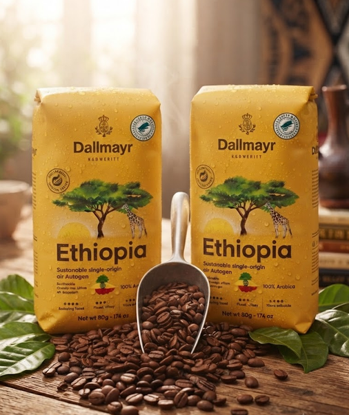 Кофе в зернах Dallmayr Ethiopia 500 г 100 процентов арабика средняя обжарка с кофеином в вакуумной упаковке - изображение 7