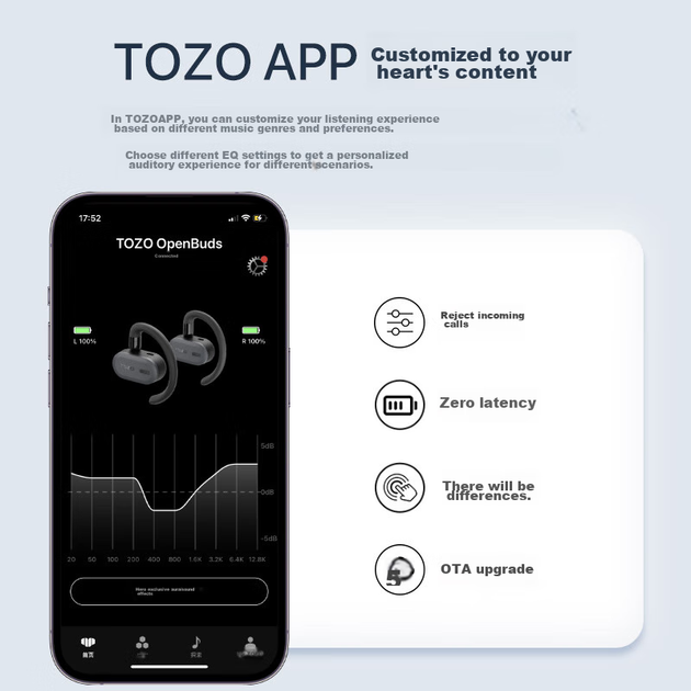 Наушники TOZO Open Ear TWS ENC Black - изображение 7