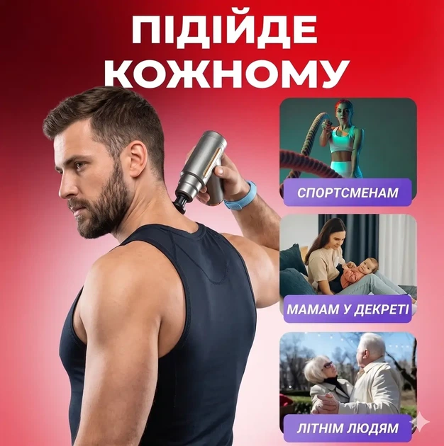 Электрический перкуссионный беспроводной массажер пистолет Massage Gun для тела, спины, ног и шеи, массажный аппарат для мышц, ультракомпактный, ударный, ручной, ультракомпактный элегантный дизайн, черный - Фото 5 Электрический перкуссионный беспроводной массажер пистолет Massage Gun для тела, спины, ног и шеи, массажный аппарат для мышц, ультракомпактный, ударный, ручной, ультракомпактный элегантный дизайн, черный - изображение 5