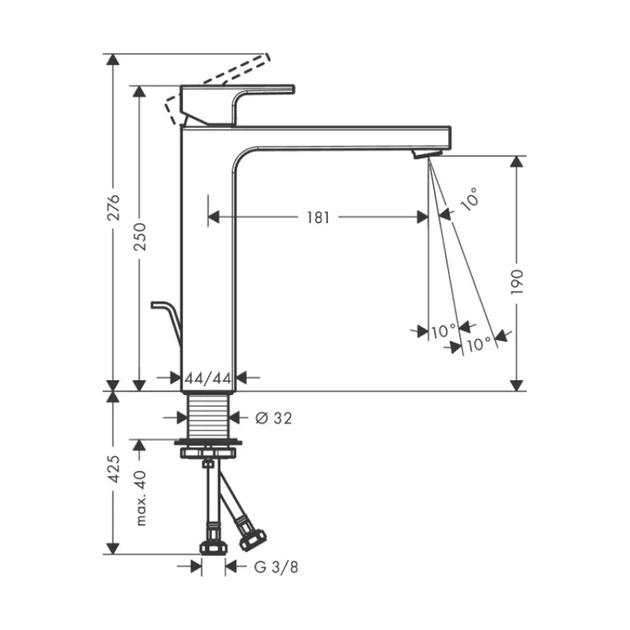 Hansgrohe Vernis Shape 190 Смеситель для умывальника, черный (71562670) - Фото 5 Hansgrohe Vernis Shape 190 Смеситель для умывальника, черный (71562670) - изображение 5