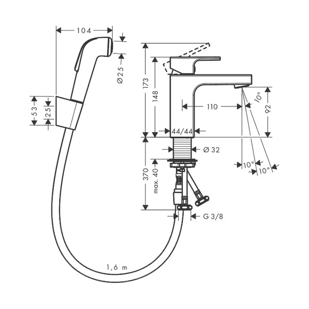 Hansgrohe Vernis Shape 100 Смеситель с лейкой, хром (71216000) - изображение 4