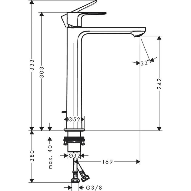 Hansgrohe Rebris S Смеситель д/раковины, черный матовый (72580670) - изображение 5