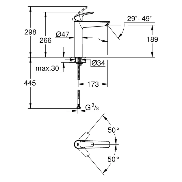Grohe Eurosmart New Змішувач для раковини XL, хром (23971003) - зображення 2