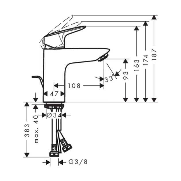 Hansgrohe Logis 100 Смеситель для умывальника, хром (71105000) - изображение 3