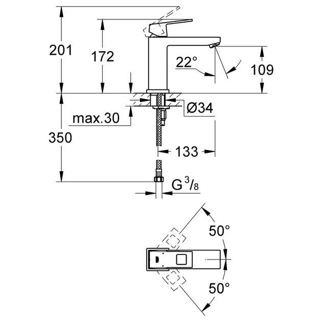 Grohe Eurocube Смеситель для раковины M-размера, хром (23446000) - Фото 10 Grohe Eurocube Смеситель для раковины M-размера, хром (23446000) - изображение 10