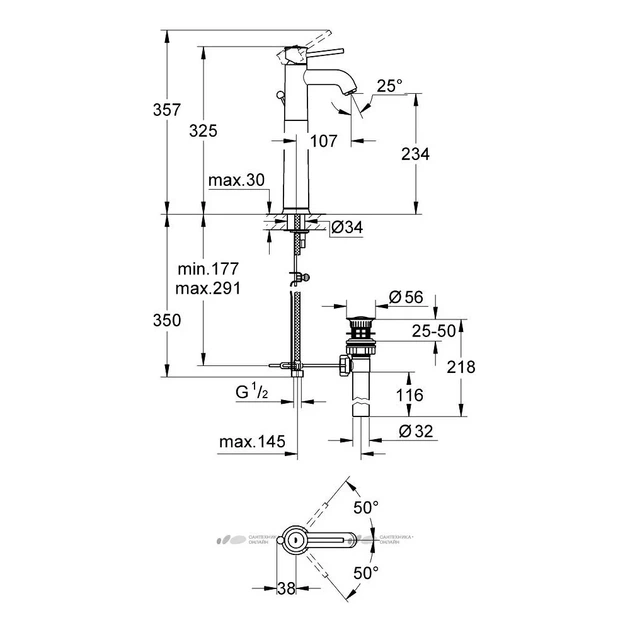 Grohe BauClassic Смеситель для раковины XL, хром (32868000) - изображение 3