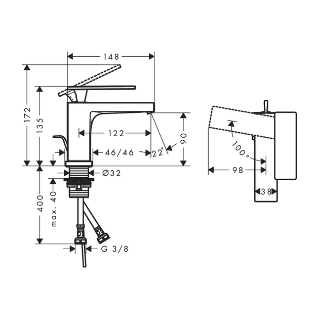 Hansgrohe Tecturis E 80 CoolStart Смеситель для раковины, черный матовый (73002670) - Фото 2 Hansgrohe Tecturis E 80 CoolStart Смеситель для раковины, черный матовый (73002670) - изображение 2