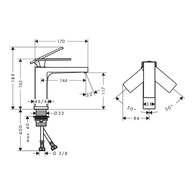 HANSGROHE Tecturis E Змішувач для раковини, чорний матовий (73011670) - зображення 5
