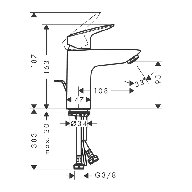 HANSGROHE Logis 100 Смеситель для раковины, черный матовый (71100670) - изображение 3