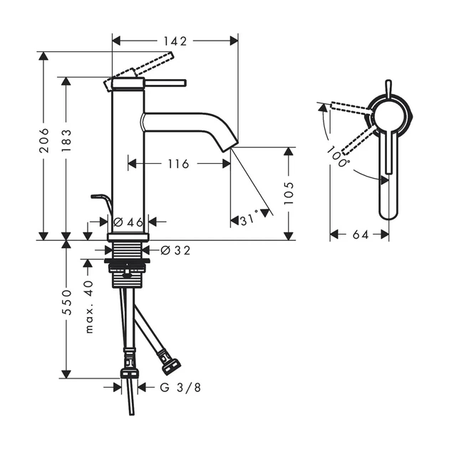 Hansgrohe Tecturis S Змішувач для раковини, хром (73314000) - зображення 11