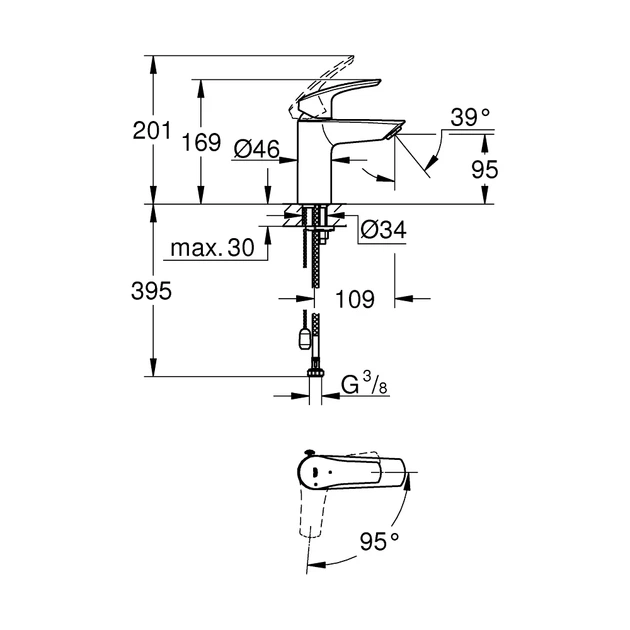 Grohe Eurosmart S-Size Смеситель для раковины, хром (23372003) - Фото 4 Grohe Eurosmart S-Size Смеситель для раковины, хром (23372003) - изображение 4