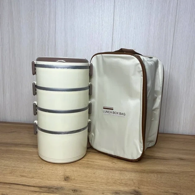 Набір контейнерів для їжі Lunch Box 4 шт із термосумкою | Ланч-бокси для обідів із герметичними кришками - Фото 2 Набір контейнерів для їжі Lunch Box 4 шт із термосумкою | Ланч-бокси для обідів із герметичними кришками - зображення 2