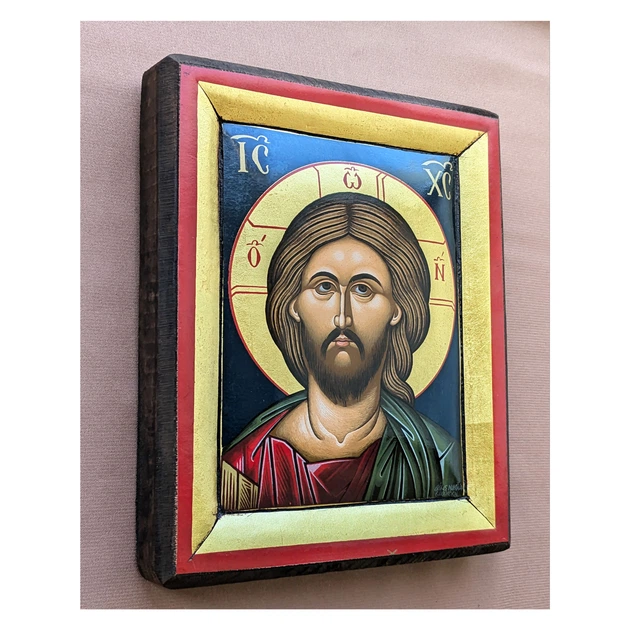 Греческая Писаная икона Спасителя Иисуа Христа 15×19 см 16×20 см - Фото 3 Греческая Писаная икона Спасителя Иисуа Христа 15×19 см 16×20 см - изображение 3