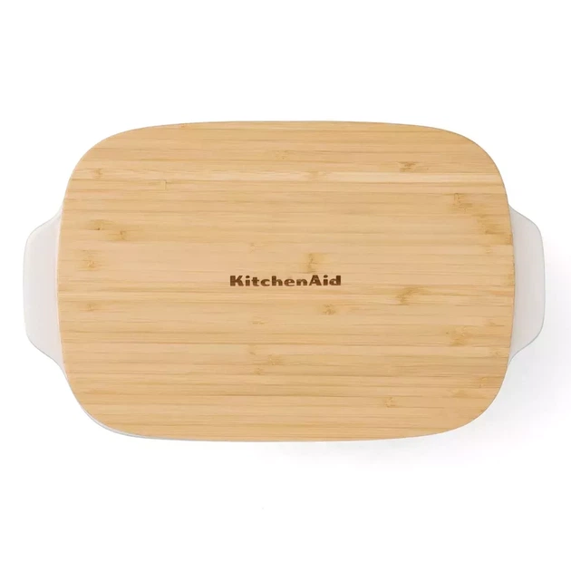 Форма для випічки з кришкою KitchenAid керамогранітна 31,2x18,8x7,2 см 1,9 л фісташковий колір (CC007425-001) - зображення 2