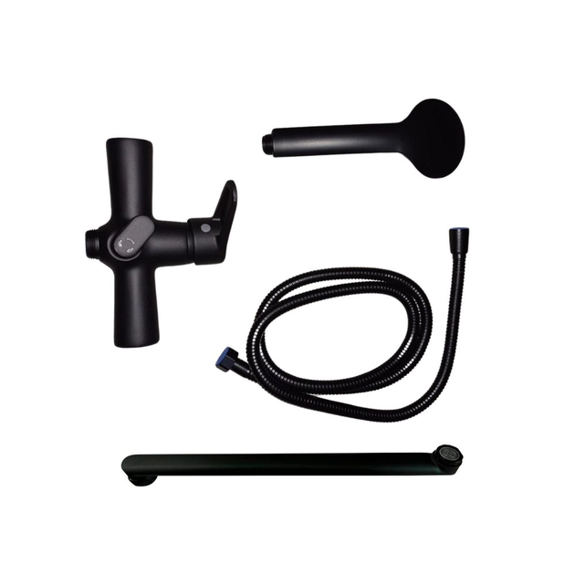 Lidz Nicole 005 Змішувач для ванни з поворотним виливом (з душовим гарнітуром) (k35) Black (14 43) - зображення 6