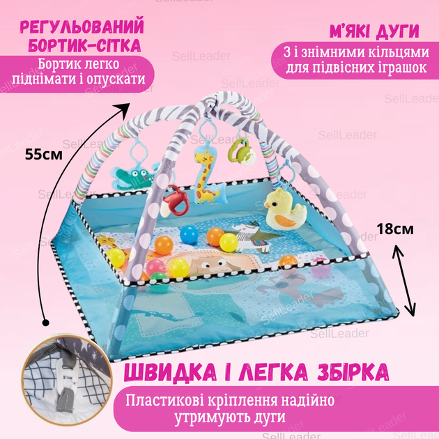 Коврик развивающий 4в1 Spoko детский интерактивный игровой яркий обучающий малыша детей термоковрик комнаты - изображение 2