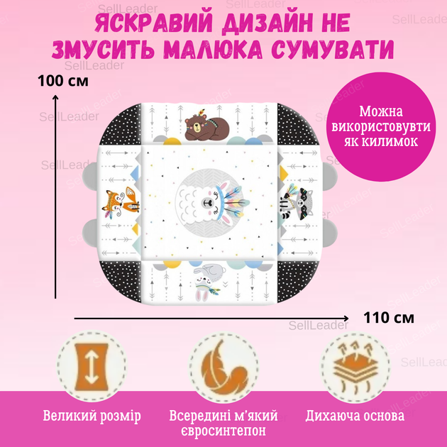 Коврик детский развивающий 100х110см Spoko игровой развлекательный детей малышей детской комнаты интерактивный - изображение 3