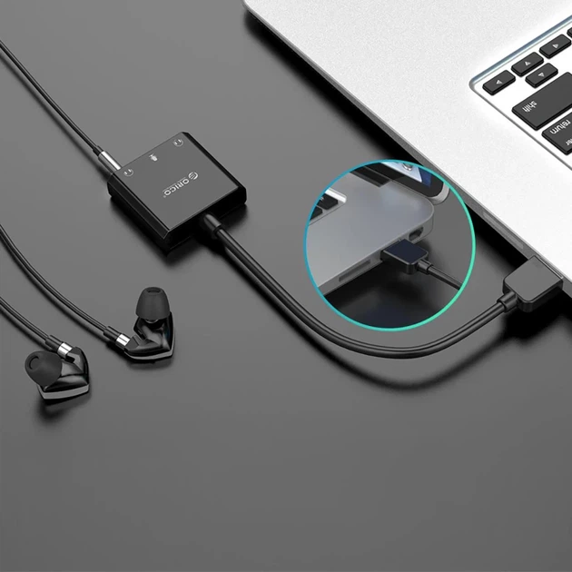 Внешняя звуковая карта Orico SKT3 USB-A Black (6942227180650) - изображение 4