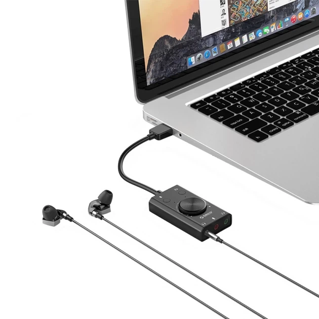 Звуковая карта внешняя Orico SC2 многофункциональная USB-A Black (6942227138507) - изображение 3
