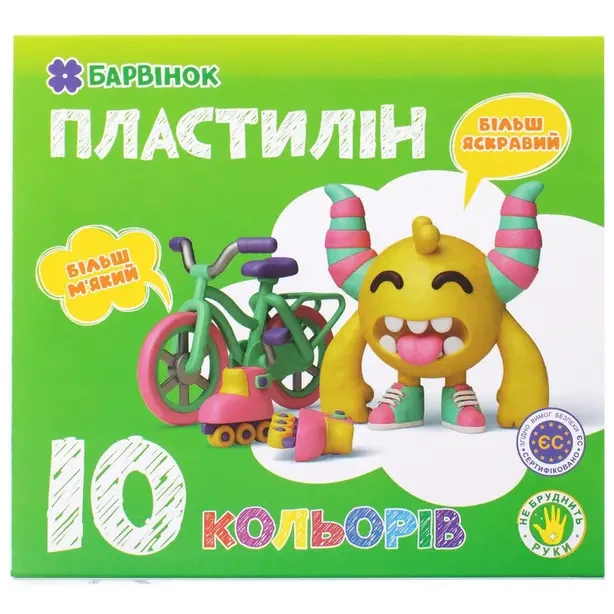 Пластилін Барвінок 6-432 10 кольорів x 20г (11060495) - Фото 1 Пластилін Барвінок 6-432 10 кольорів x 20г (11060495) - изображение 1