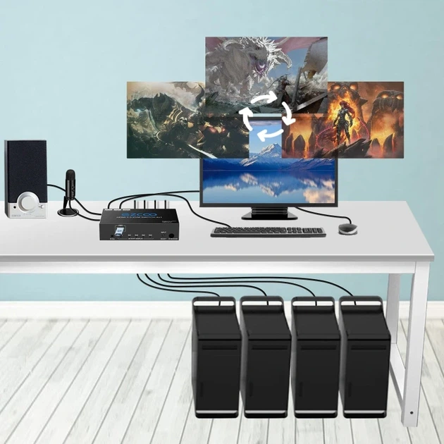 HDMI Switch 4 комп'ютер на 1 монітор USB 3.0 KVM 8K 4K 60Hz H EZ-SW41H21-KWMU3P - Фото 5 HDMI Switch 4 комп'ютер на 1 монітор USB 3.0 KVM 8K 4K 60Hz H EZ-SW41H21-KWMU3P - изображение 5