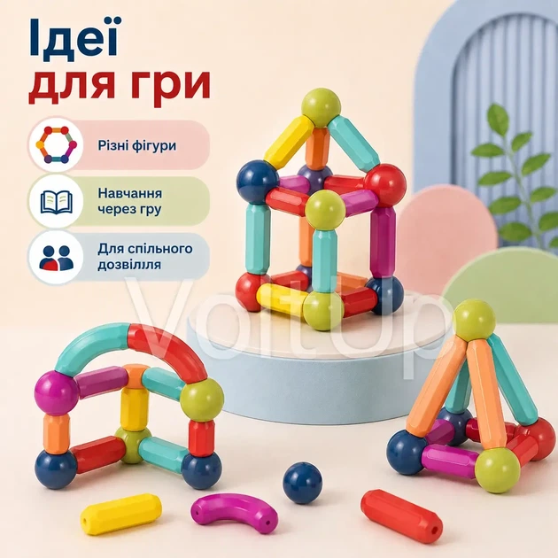 Магнитный конструктор SKY Magnetic Sticks TS-8300 48 деталей, палочки и шарики в пластиковом боксе - изображение 8