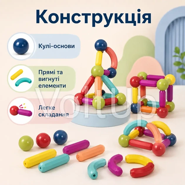 Магнитный конструктор SKY Magnetic Sticks TS-8300 48 деталей, палочки и шарики в пластиковом боксе - изображение 7