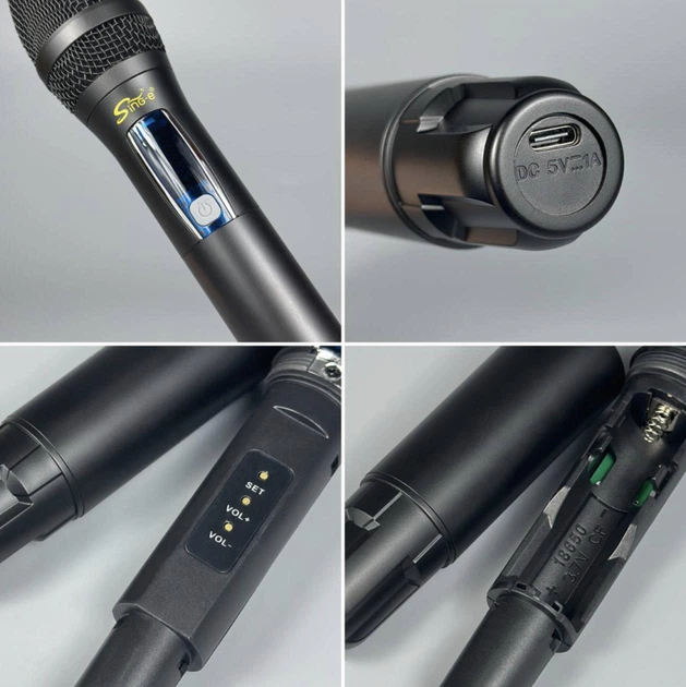 Беспроводной микрофон беспроводной Sing-e ZQS-1M503 UHF 610-680MHz для караоке и выступлений - изображение 3