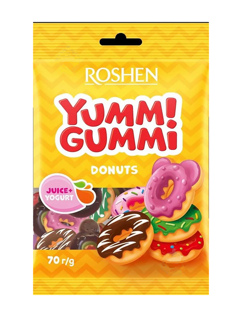Цукерки желейні Рошен YUMMI GUMMI Donuts 70гр - Фото 1 Цукерки желейні Рошен YUMMI GUMMI Donuts 70гр - изображение 1
