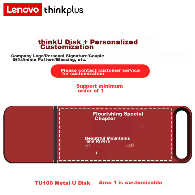 Флеш память USB Lenovo ThinkPlus TU100 64GB USB 3.2 Gen1 Red - изображение 8