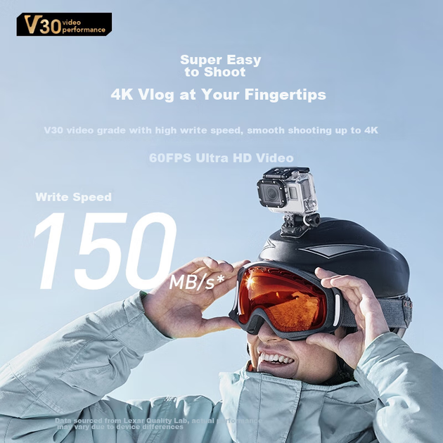 Карта пам'яті Lexar TF (MicroSD) 128 ГБ, V30 4K, швидкість читання 205 МБ/с, сумісна з картами пам'яті DJI Pocket 4P та Insta360 Luna (SILVER PLUS) - изображение 10