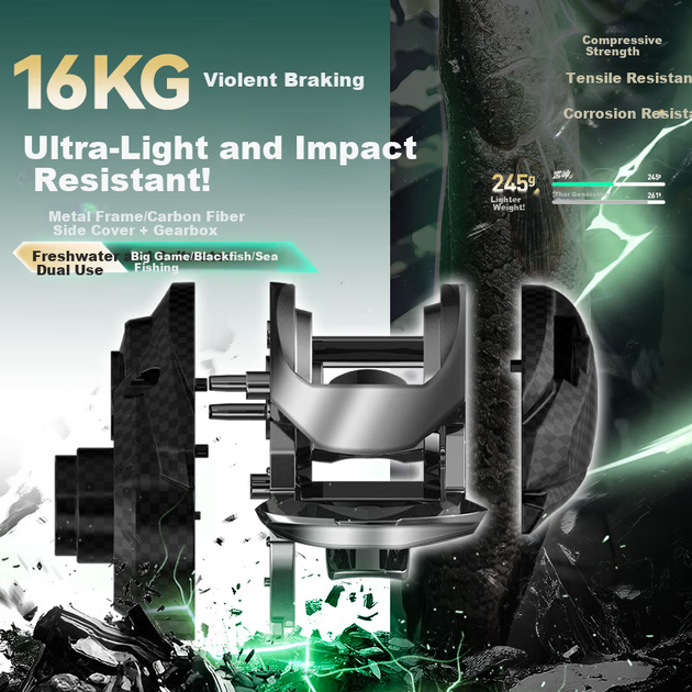 HISTAR Thor II Deep Cup Ultra-Light Long-Distance Metal Big Fish Casting Baitcasting Reel Left-Hand [All-Metal Anti-Seawater] - изображение 5