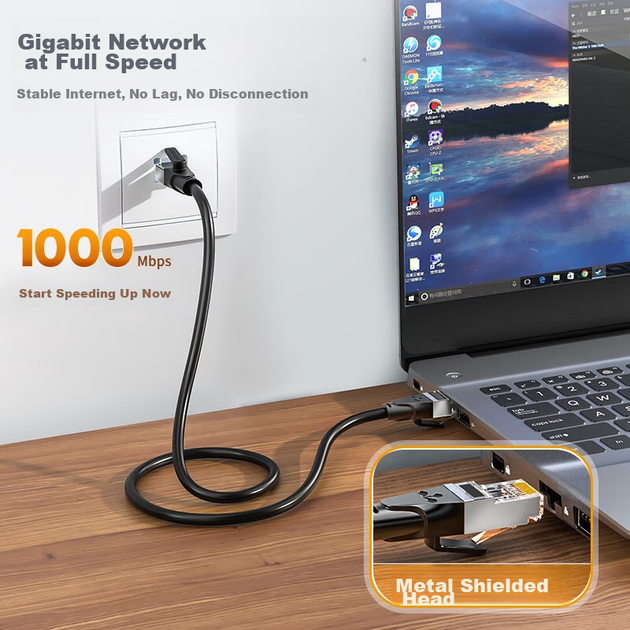 Патч-корд SAMZHE GWD6200 Cat 6 экранированный 20 м Черный - изображение 3