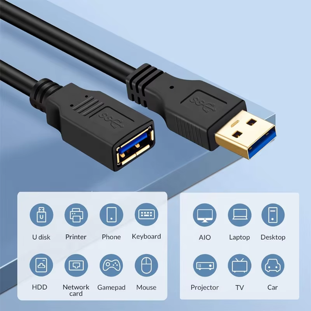 Кабель USB 3.0 Male to Female (подовжувач) 1м Stone ST-USB302FM-1M - изображение 6