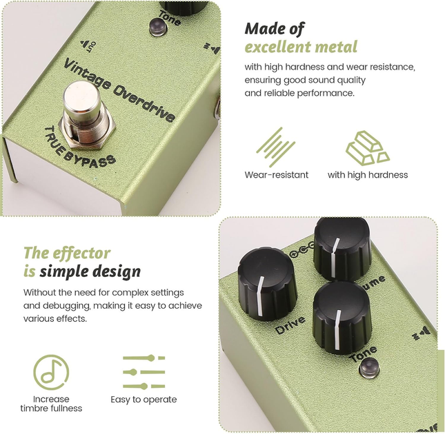 Педаль эффектов для электрогитары Vintage Overdrive овердрайв гитарная педаль эффекта примочка - Фото 6 Педаль эффектов для электрогитары Vintage Overdrive овердрайв гитарная педаль эффекта примочка - изображение 6